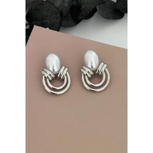 Nuva Atelier Beyaz Silver Knot Küpe