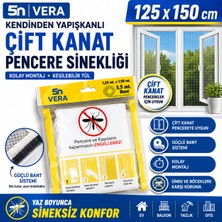 5n Vera 125X150 cm Kendinden Yapışkanlı Çift Kanat Pencere Sinekliği Kolay Montaj ve Yırtılmaya Dayanıklılık