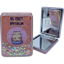 Elit Bu Işıltı Diyorum Fazla Değil Mi? Mottolu Akışkan Simli El Aynası