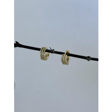 Nuva Atelier Taş Detaylı Halka Küpe