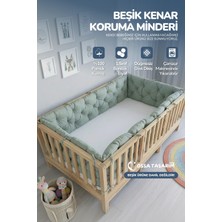Yasetex Tasarım Beşik Kenar Koruma Minderi %100 Pamuk - Montessori Yatak Uyumlu - Nil Yeşili - Buble Soft