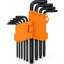 Badem10 Torx Allen Alyan Anahtar Takımı Uzun Boy 9 Parça T10-T50 Delikli El Aleti Seti Vida Sıkma Sökme