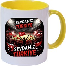 Kırmızı-Beyaz Özel Grafik Baskılı Kupa Bardak