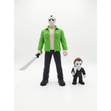 Demirhan3D 🩸🔪 Jason 30 cm + Myers 12 cm Korku Figürü Seti | Koleksiyonluk 3D Baskı Dekoratif Figürler