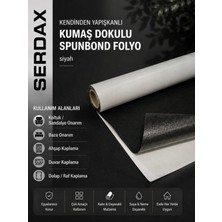 Serdax Kendinden Yapışkanlı Kumaş Dokulu Spunbond Folyo Koltuk-Oto-Baza-Ahşap-Metal-Dolap-Duvar Uygulamaları Siyah Renk