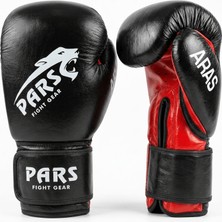 Pars Aras Hakiki Deri Boks Kick Boks Eldiveni Siyah-Kırmızı