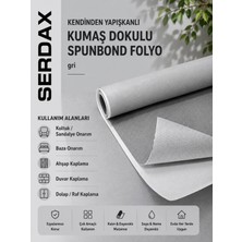 Serdax Kendinden Yapışkanlı Kumaş Dokulu Spunbond Folyo Koltuk-Oto-Baza-Ahşap-Metal-Dolap-Duvar Uygulamaları Gri Renk