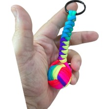 Moonparacord Paracord Maymun Yumruğu Anahtarlık  Gökkuşağı Renk Aralıklı