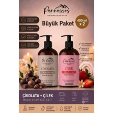 Parnassos Doğal Çilek Özlü ve Çikolata Aromalı Doğal Aromaterapi Masaj Yağı Seti 400 ml