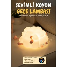 Prepare Koyun Figürlü Silikon Rgb Dokunmatik Renk Değiştirebilen Gece Lambası USB Şarjlı Loş Işık