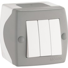 Mono Octans Beyaz + Gri Sıva Üstü Üçlü Anahtar Aksesuar Renk Özelliği ile Modern Tasarım