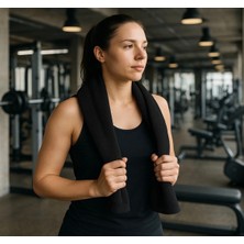Xamantha Siyah Spor Fitness Havlusu 30X85 cm %100 Pamuk