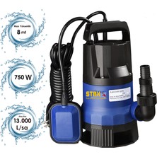 Staxx Power 750W Dalgıç Pompa Seti Plastik Gövdeli Kirli ve Temiz Su 2 L Hacim ile Güçlü Performans