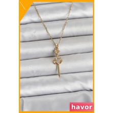 Havor Kılıç Model Paslanmaz Çelik Kolye Gold 316L Kadın