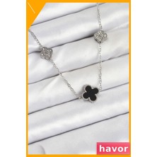 Havor Zirkon Taşlı Yonca Desenli Kadın Kolye 45CM Uzunluk