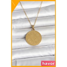Havor Ayetel Kürsi Yazılı Kolye 316L Paslanmaz Çelik Gold Renk