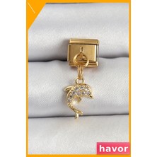 Havor Paslanmaz Çelik Zirkon Taşlı Yunus Balığı Charm Bileklik Aksesuarı