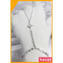 Havor Gümüş Renk Pirinç Kutup Yıldızı Zirkon Taşlı Şahmeran Kolye