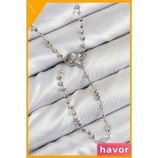 Havor Pirinç Yonca Desenli Zirkon Taşlı Kadın Kolyesi