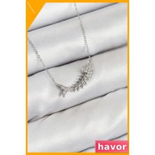 Havor Pirinç Zincirli Zirkon Taş Detaylı Kadın Kolye Aksesuarı