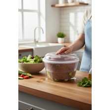 Bereketli Store Vega Salata Kurutucu Pembe – Bölmeli Taşınabilir Lunch Box, Sızdırmaz Kapaklı