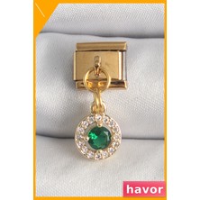 Havor Yeşil Zirkon Taşlı Kararmaz Çelik Bileklik Aksesuarı