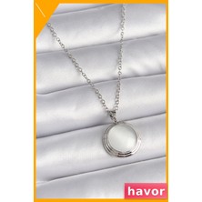 Havor Paslanmaz Çelik Kadın Kolyesi Beyaz Sedef Detaylı