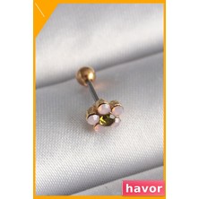 Havor Zirkon Taşlı Çiçek Desenli Tragus Piercing 6mm