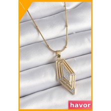 Havor Vintage Tasarım Zirkon Taşlı Kadın Kolye 45CM Zincir Uzunluğu