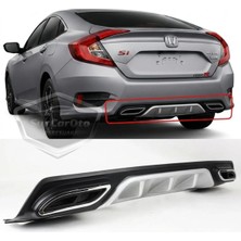 TMZ Garage 2016+ Honda Civic Fc5 Arka Tampon Difüzör Turbosuz Kare Köşeli Egzoz Görünümlü Ithal Ürün