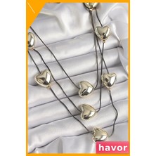 Havor Füme Rengi Pirinç Kalp Desenli Kadın Kolye