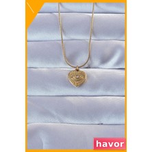 Havor Zirkon Taşlı Kalp Kolye 45CM Uzunluk Kararmaz Çelik