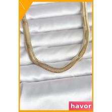 Havor Yassı Yılan Zincir Kolye 45CM Altın Renk Kaplama