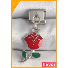 Havor Paslanmaz Çelik Kırmızı Gül Tasarımlı Bileklik Aksesuarı