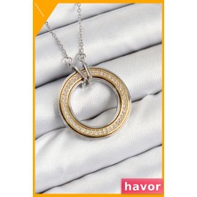 Havor Zirkon Taşlı Dönen Daire Kolye 45CM Zincir Uzunluğu