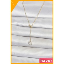 Havor Pirinç Gold Renk Asansörlü Model Kadın Kolye 45 cm