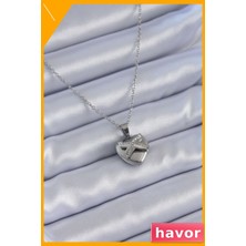 Havor Paslanmaz Çelik Kalp Tasarımı Zirkon Taşlı Kadın Kolyesi