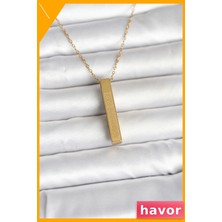 Havor Altın Kaplama Ayetel Kürsi Yazılı Bar Kolye 316L Çelik