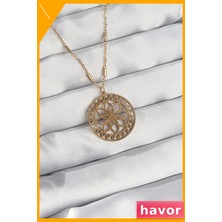 Havor Paslanmaz Çelik Lotus Desenli Kolye