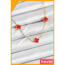 Havor Kadınlar Için Kararmaz Çelik Yonca Kolye 45CM