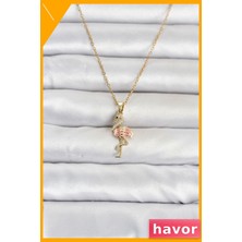 Havor Paslanmaz Çelik Flamingo Kolye 45CM Altın Rengi Kadın