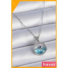Havor Zirkon Taşlı Deniz Temalı Kolye 45CM Zincir Uzunluğu