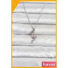 Havor Paslanmaz Çelik Flamingo Model Kadın Kolye 45CM Gümüş