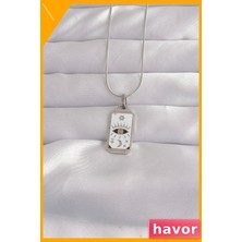 Havor Paslanmaz Çelik Tarot Kolye Beyaz Mineli Göz Figürlü
