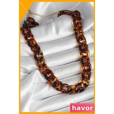 Havor Leopar Desenli Kalın Zincirli Kadın Aksesuar Kolye