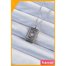 Havor Eskitme Gümüş Renkli Kalp Figürlü Tarot Kolye