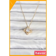 Havor Yonca Model Paslanmaz Çelik Kolye 45CM Gold