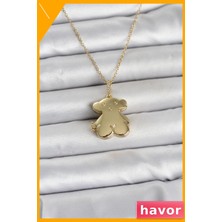Havor Paslanmaz Çelik Açılabilir Ayıcık Kolye Gold Kadın