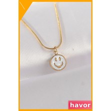 Havor Paslanmaz Çelik Minimal Gülümseme Kolye 45CM Zincir Uzunluğu