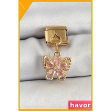 Havor Zirkon Taşlı Kelebek Figürlü Charm Bileklik Aksesuarı